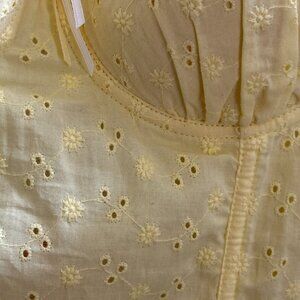 Blush lingerie, yellow eyelet corset & panty set, size L